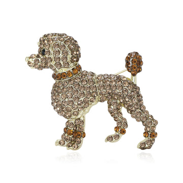 Crystal Poodle Brooch in Four Color Variants for Jackets and Scarves
