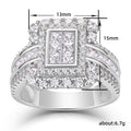 Silver Tone Rectangular Multi Princess Halo Ring Sizes 6-10 view 5