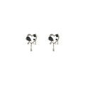 Silver Liquid Heart Black Crystal Stud Earrings Matching Pair view 5
