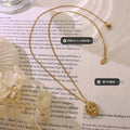 Gold Irregular Textured Oval Pendant Box Chain Necklace view 2