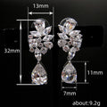 White Metal Cluster Teardrop Clear Stone Drop Earrings view 5