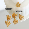 Textured Heart Stud Earrings Gold or Steel Metal Pair view 2