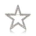 Open Five Point Star Crystal Metal Brooch in Silver and Gold view 5