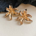 Sculpted Metal Flower Stud Earrings in Gold Tone or Silver Tone view 6