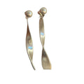 Matte Wavy Ribbon Drop Stud Earrings in Gold and Silver view 5