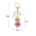 Rhinestone Bunny Girl Keychain Gold Clasp Five Dress Colors view 4