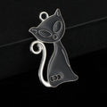 Enamel Cat Charm Pendant Black and White Silver-Tone Jump Ring view 2