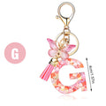 Glitter Resin Letter Keychain with Butterfly Charm and Tassel view 12