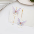 Purple Butterfly Mismatched Long Dangle Earrings in Two Styles view 4
