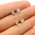 Clear Rhinestone Stud Earring Blanks with Hanging Loops view 4