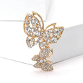 Dual Butterfly Rhinestone Brooch Clear Stones Two Tones view 2
