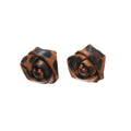 Red Brown Fabric Rose Stud Earrings with Sculpted Petals view 5