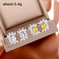 Oval Crystal Floral Cluster Stud Earrings in Two Colors view 5