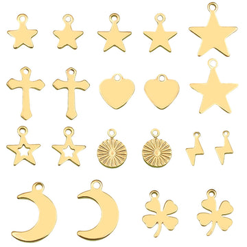Gold-Tone Heart and Four-Leaf Clover Metal Charms with 11 Listed Options