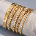 Crystal Hinged Bangle Collection in Five Gold and Silver Designs view 3