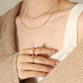 Gold Double Layer Snake And Twisted Chain Necklace Two Strand view 6