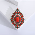 Baroque Cabochon Brooch Oval Stone Antique Metal Pin view 4