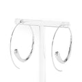 Slim Open Elongated Oval Wire Gold and Silver Hoop Earrings view 4