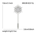 Long Snowflake Stick Pin with Clear Crystal Petals view 4