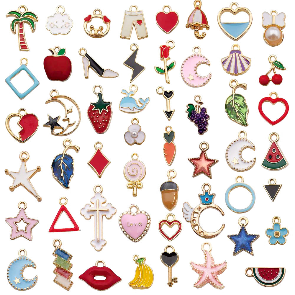 Enamel Zinc Alloy Five-Point Star Heart Charm Pendant for Necklace Bracelet