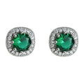 Emerald Green Round Halo Stud Earrings Silver Gold Options view 5