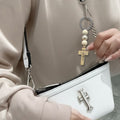 Wood Bead Loop and Carved Crucifix Keychain and Attached Hardware view 4