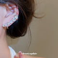 Silver Tone Curved Crystal Ear Cuffs for Left or Right Ear view 3