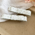 Floral Fabric Bow Duckbill Hair Clips Cream Blue Pink view 7