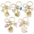 Colorful Mid Autumn Moon Rabbit and Lantern Metal Keychain Pair view 1