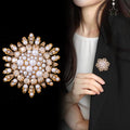 Gold Tone Silver Tone Sunflower Crystal Pearl Look Metal Brooch Pin view 4