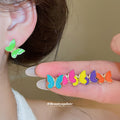 Butterfly Stud Earring Sets in Color and Silver Tone view 2