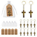 Dark Wood Crucifix Split Ring Keychain and Attached Hardware view 1