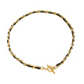 Black Leather Metal Weave OT Toggle Necklace Bracelet view 5