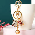 Jeweled Lucky Cat Bell Keychains with Braided Loops and Tassels view 3