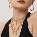 Gold Angel Heart Multi Charm Double Layer Necklace Steel view 2