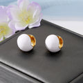 Gold Tone Colorful Chunky Ball Stud Earrings in Three Colors view 5