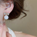 Pearl Stud Earring Six Pair Set Gold White Cluster Drops view 4