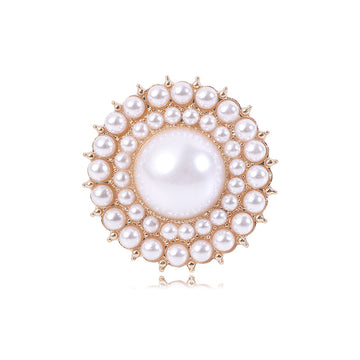 Concentric Pearl Brooch in Gold or Silver Tone for Jackets and Scarves