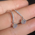 Silver Tone Four-Prong Round CZ Drop Hook Earrings view 4