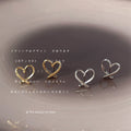 Open Heart Outline Stud Earrings Silver Gold Metal Options view 4