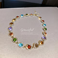Multicolor Halo and Geometric Rhinestone Necklaces Three Styles view 4