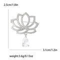 Rhinestone Lotus Brooch Teardrop Dangle Gold Silver Pin view 7