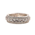 Round Clear Stone Openwork Triple-Row Wide Ring Silver Tone view 5