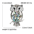 Antique Silver Owl Brooch Abalone Shell Body Black Stones view 6