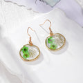 Irregular Gold Frame Resin Dried Flower Earrings 7 Colors view 3