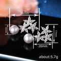 Clear Crystal Flower Pearl Drop Stud Earrings Polished Jewelry Accessory view 4