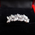 White Metal Marquise Leaf Olive Branch Pave Band Ring Alloy view 2