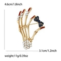 Skeleton Hand Bow Rhinestone Brooch Gold Silver Pin view 4