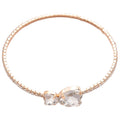 Clear Crystal Bow Center Open Cuff In Gold Or Silver Tone view 5
