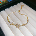 Gold Crystal Flower Star Slider Adjustable Bracelet view 6